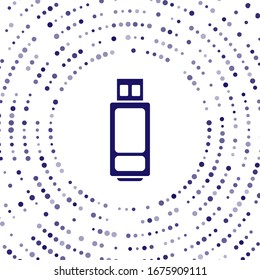 Icono de unidad flash USB azul aislado en fondo blanco. Puntos aleatorios del círculo abstracto.  Ilustración vectorial