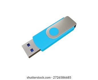 Ilustração de renderização 3d do ícone da unidade flash USB azul