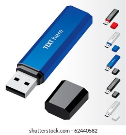 Blue USB Flash Drive vector icons