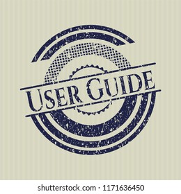 Blue User Guide distress rubber stamp with grunge texture