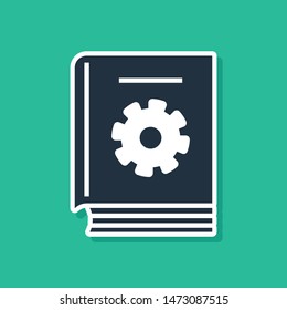 Blue User manual icon isolated on green background. User guide book. Instruction sign. Read before use.  Vector Illustration
