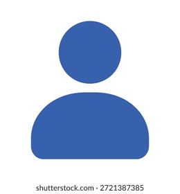 Ilustração de vetor de ícone de perfil de usuário azul. Símbolo simples de avatar de pessoa plana para login de conta, registro de membro e recursos humanos isolados no fundo branco.