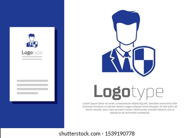 Blue User protection icon isolated on white background. Secure user login, password protected, personal data protection, authentication icon. Logo design template element. Vector Illustration