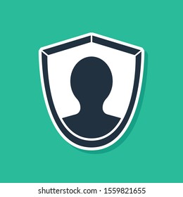 Blue User protection icon isolated on green background. Secure user login, password protected, personal data protection, authentication.  Vector Illustration
