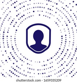 Blue User protection icon isolated on white background. Secure user login, password protected, personal data protection, authentication. Abstract circle random dots. Vector Illustration