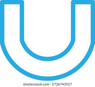 Blue Ushaped icon with rounded edges and thick line simple geometric design element
