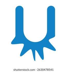 Logotipo de splash em forma de U azul com estouro de água estilizado