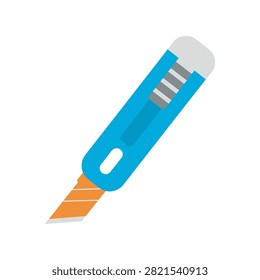 Blue utility knife with retractable blade icon illustration retractable stationery equipment industrial household