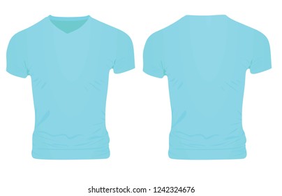 Blue v neck t shirt. vector illustration