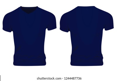 Blue v neck t shirt. vector illustration