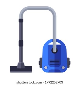blue vacuum cleaner for cleaning the apartment on a white background. flat vector illustration.