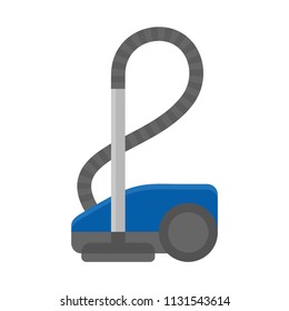 Blue vacuum cleaner icon, flat style vector illustration isolated on white background