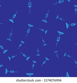 Blue Vacuum cleaner icon isolated seamless pattern on blue background.  Vector Illustration