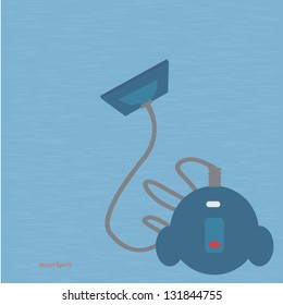 Blue vacuum cleaner on retro background,vector,eps10