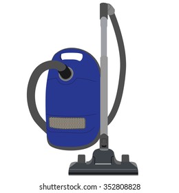 Blue vacuum cleaner vector illustration. Old vacuum cleaner. Home appliances. Cleaning icons