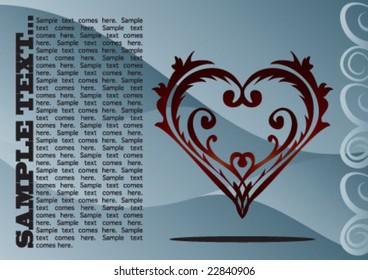 Blue valentine background with the decorative heart