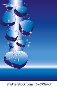 Blue valentine background with hearts, vector illustration