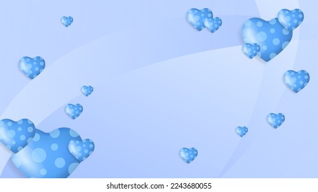 Blue Valentine christmas new year 3d design background with love heart shaped balloon. Vector illustration, greeting banner, card, wallpaper, flyer, poster, brochure, wedding invitation