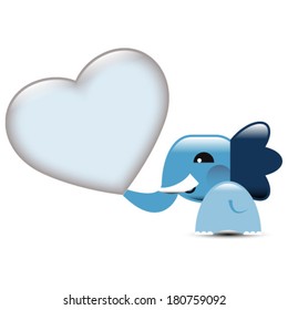 Blue Valentine elephant with hearts. 