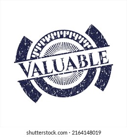 Blue Valuable distressed rubber grunge texture stamp. 