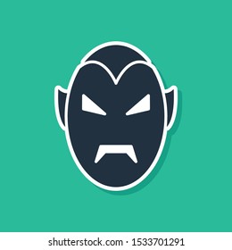 Blue Vampire icon isolated on green background. Happy Halloween party.  Vector Illustration
