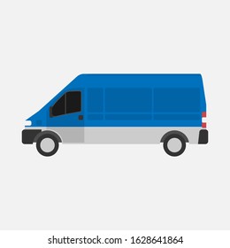 Blue van flat vehicle Vector illustration