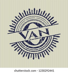 Blue Van grunge stamp