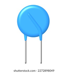 Blue Varistor, Electric Power Surge Protector, MOV [Metal Oxide Varistor], vector illustration.