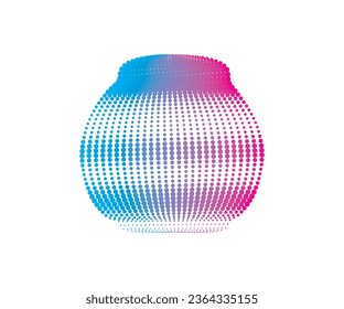 a blue vase with a dotted pattern on it, a blue and pink swirl logo, a circular dot pattern with blue and pink colors, dot cmyk black gradient symbol logotype circular shape spiral halftone circle