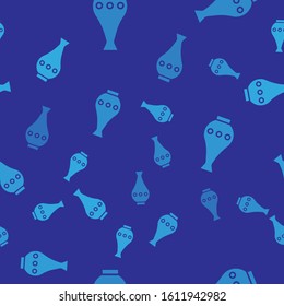 Blue Vase icon isolated seamless pattern on blue background.  Vector Illustration