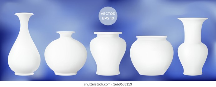 Blue vase isolated on background. 
Porcelain illustration. Decorative ceramic