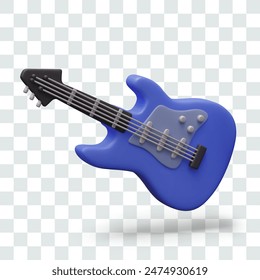 Blue vector 3D guitar. Popular stringed musical instrument