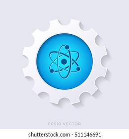 Blue vector 3d web button science symbol concept