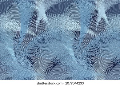 Blue vector abstract background. Christmas, winter, new year illustration. Pattern of lines, stripes for fabric, banners, cards, gift wraps.