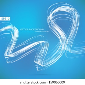 Blue vector abstract dynamic ribbon wave background