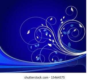 Fondo floral abstracto vectorial azul
