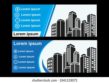 blue Vector abstract geometric design banner web template. Vector abstract building design banner web template.
