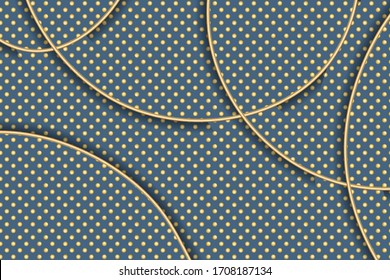 Blue vector abstract pattern with golden circles.  Template design for  business. Dotted background with colored spheres. Geometric points minimalistic background. Poster, card, flyer. 