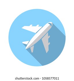 Blue vector airplane Icon isolated on white backgroud