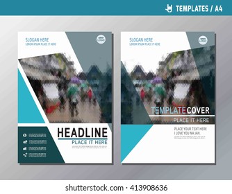 Blue vector annual report leaflet brochure template A4 size designflyer multipurpose modern stylebook cover presentation layout designabstract flat background