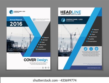 Blue Vector annual report Leaflet Brochure Flyer template design.