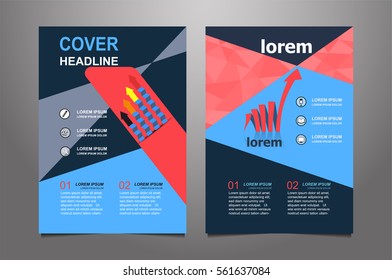 Blue Vector annual report Leaflet Brochure Flyer template design, book cover layout design, Abstract  red presentation book cover templates