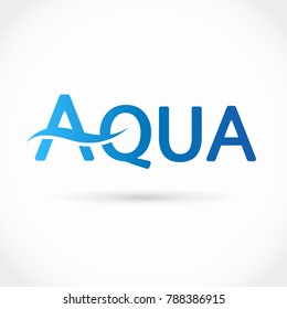 Blue Vector Aqua Text Logo With Water Wave 