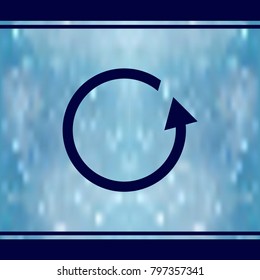 Blue vector arrow pointing right in gradient background.