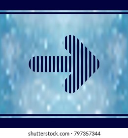 Blue vector arrow pointing right in gradient background.