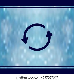 Blue vector arrow pointing right in gradient background.