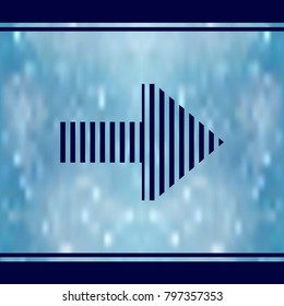 Blue vector arrow pointing right in gradient background.