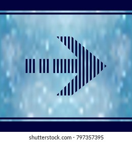 Blue vector arrow pointing right in gradient background.