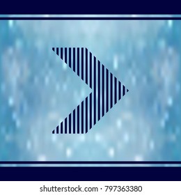 Blue vector arrow pointing right in gradient background.