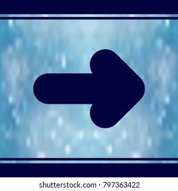 Blue vector arrow pointing right in gradient background.